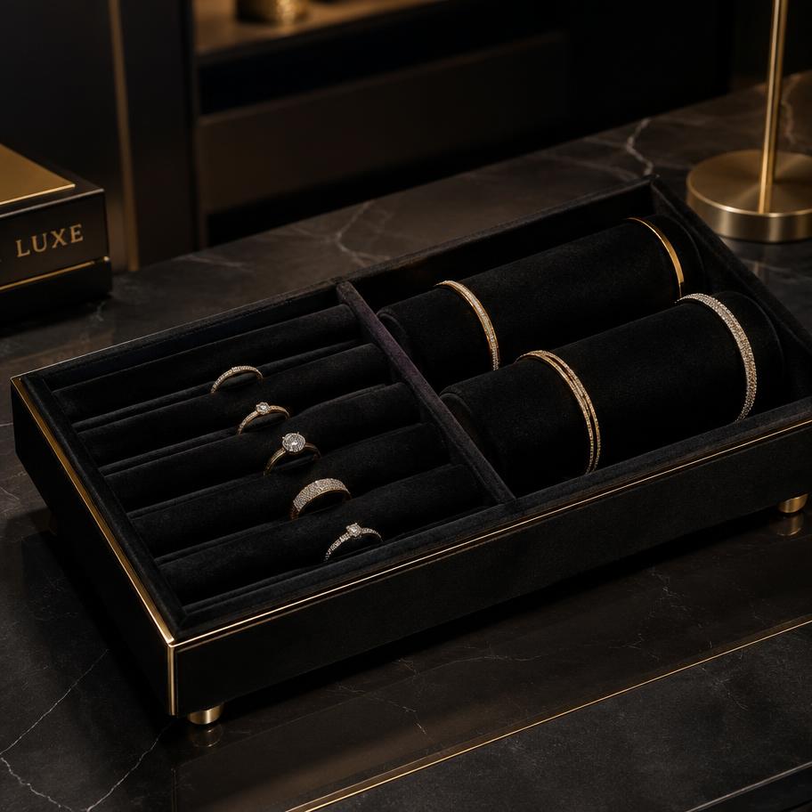 Velvet jewellery display tray manufactured by SHOPNINE